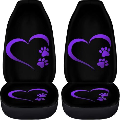 Mumeson Dog Paw Print Car Seat Covers Full Set Auto Interior Decoration Seat Cover Stretch-on Front and Rear Seat Cushion Covers Protection Seat Covers 4 Piece in Saudi Arabia