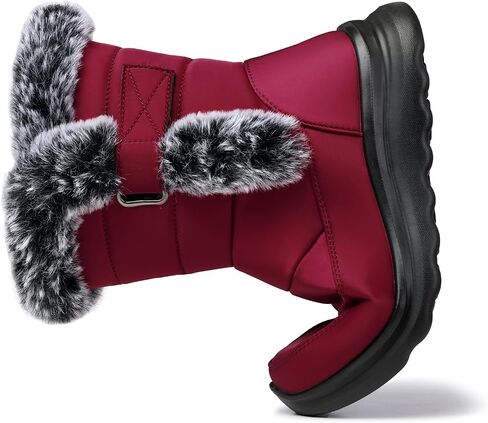 SHIBEVER Waterproof Winter Boots for Women: Snow Mid Calf Fur Lined Warm Women Boot Outdoor Resistant Booties in Saudi Arabia