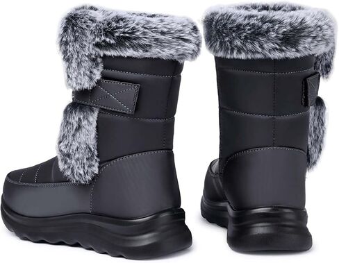 SHIBEVER Waterproof Winter Boots for Women: Snow Mid Calf Fur Lined Warm Women Boot Outdoor Resistant Booties in Saudi Arabia