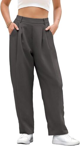 EVALESS Womens Wide Leg Barrel Pants Elastic High Waisted Side Pocket Palazzo Trousers Business Work Casual Pants in Saudi Arabia