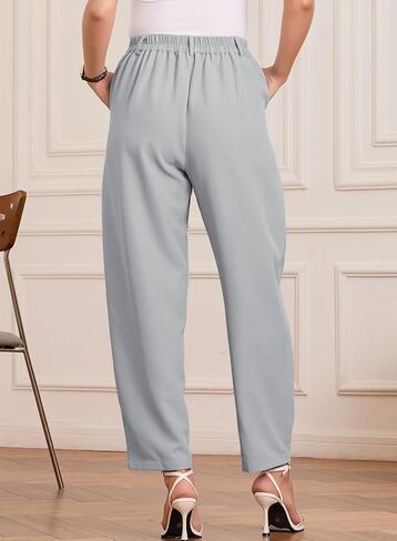 EVALESS Womens Wide Leg Barrel Pants Elastic High Waisted Side Pocket Palazzo Trousers Business Work Casual Pants in Saudi Arabia