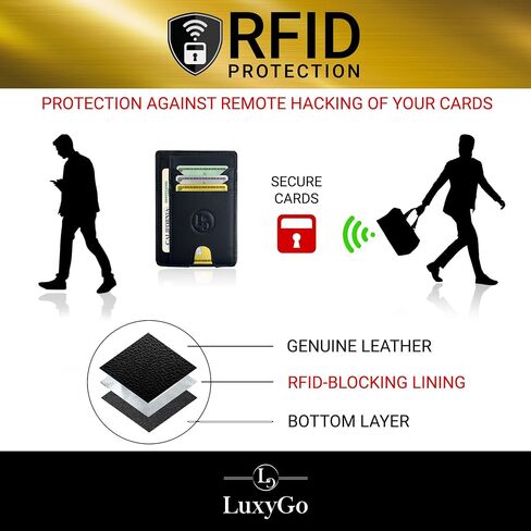 Slim Genuine Leather Card Holder for Men and Women – RFID Blocking Wallet – Stylish and Compact Credit Card Protector – Ideal Minimalist Wallet – Perfect for Birthdays or Christmas in Saudi Arabia