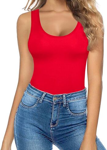 MANGOPOP Women's Tank Tops Body Suits Sexy Backless Round Neck Sleeveless Bodysuits for Women in Saudi Arabia