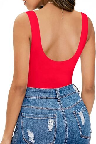 MANGOPOP Women's Tank Tops Body Suits Sexy Backless Round Neck Sleeveless Bodysuits for Women in Saudi Arabia