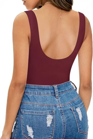 MANGOPOP Women's Tank Tops Body Suits Sexy Backless Round Neck Sleeveless Bodysuits for Women in Saudi Arabia