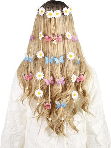 AWAYTR Sunflower Headband Women Hippie Headwear Bohomia Feather Rope Crown Headdres for girls in Saudi Arabia