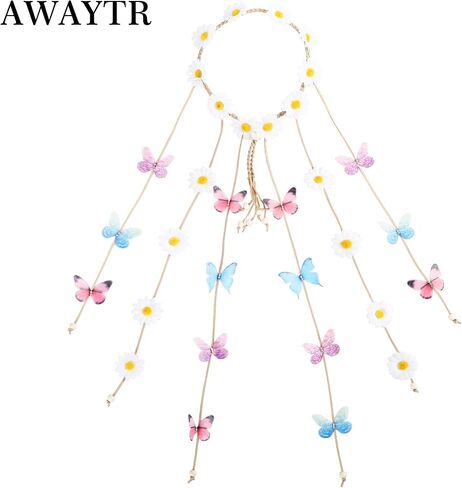 AWAYTR Sunflower Headband Women Hippie Headwear Bohomia Feather Rope Crown Headdres for girls in Saudi Arabia