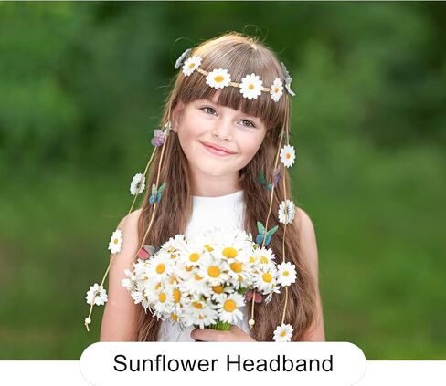 AWAYTR Sunflower Headband Women Hippie Headwear Bohomia Feather Rope Crown Headdres for girls in Saudi Arabia