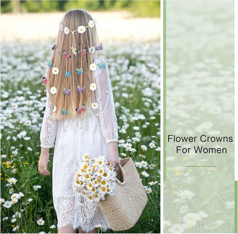 AWAYTR Sunflower Headband Women Hippie Headwear Bohomia Feather Rope Crown Headdres for girls in Saudi Arabia
