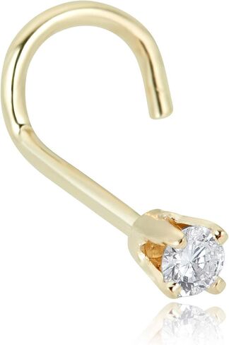AVORA 14K Yellow/White Gold Diamond Nose Ring Body Jewelry (22 Gauge) in Saudi Arabia
