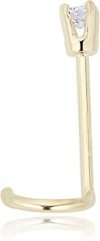 AVORA 14K Yellow/White Gold Diamond Nose Ring Body Jewelry (22 Gauge) in Saudi Arabia