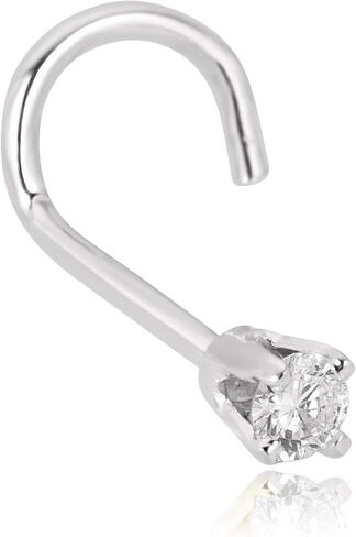 AVORA 14K Yellow/White Gold Diamond Nose Ring Body Jewelry (22 Gauge) in Saudi Arabia