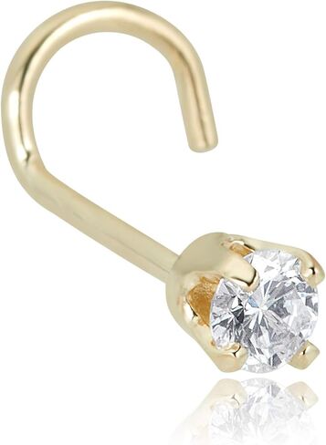 AVORA 14K Yellow/White Gold Diamond Nose Ring Body Jewelry (22 Gauge) in Saudi Arabia