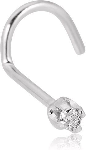 AVORA 14K Yellow/White Gold Diamond Nose Ring Body Jewelry (22 Gauge) in Saudi Arabia