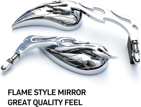 Motorcycle Side Mirrors Chrome - 8mm Handlebar Dual Sport Mirrors, Double Takes Powersports Mirrors Compatible with Honda Grom, Shadow, Suzuki, Harley Davidson, Scooter, Street Bike, Motorbike in Saudi Arabia