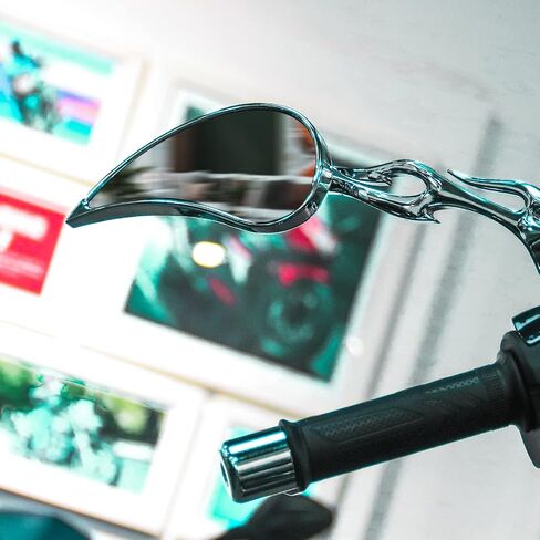 Motorcycle Side Mirrors Chrome - 8mm Handlebar Dual Sport Mirrors, Double Takes Powersports Mirrors Compatible with Honda Grom, Shadow, Suzuki, Harley Davidson, Scooter, Street Bike, Motorbike in Saudi Arabia