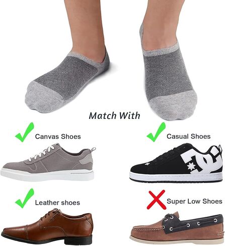 جوارب SIXDAYSOX للرجال بدون عرض 8 أزواج جوارب قطنية غير مرئية منخفضة القطع جوارب قصيرة غير قابلة للانزلاق مقاس 5-8/9-11/12-14 in Kuwait