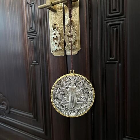 Bovemee ​​2 قطعة ST BENEDICT CROSS MEDAL 3 بوصة لمسة نهائية من النحاس العتيق للجدار أو المكتب/ميدالا دي سان بينيتو (ذهبي وفضي) in Kuwait