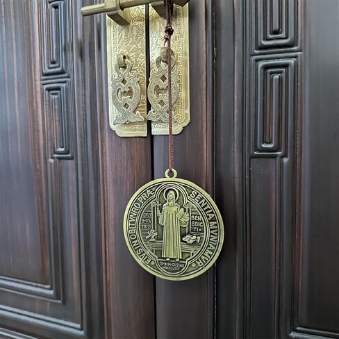 Bovemee ​​2 قطعة ST BENEDICT CROSS MEDAL 3 بوصة لمسة نهائية من النحاس العتيق للجدار أو المكتب/ميدالا دي سان بينيتو (ذهبي وفضي) in Kuwait