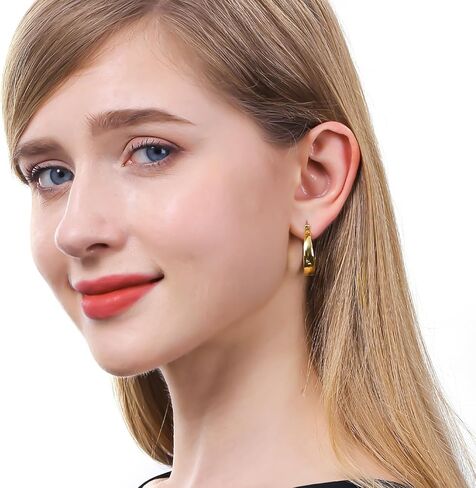 ToHeart 14k Gold Hoop Earrings for Womens Rectangle Hoop Earrings Gold Plated Small Hoops in Saudi Arabia