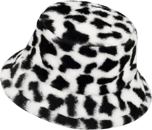 Winter Faux Fur Bucket Hat, Fluffy Fuzzy Warm Hats, Plush Fisherman Cap, Furry Puffy Hats for Women in Kuwait