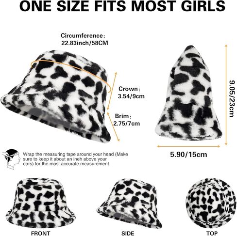 Winter Faux Fur Bucket Hat, Fluffy Fuzzy Warm Hats, Plush Fisherman Cap, Furry Puffy Hats for Women in Kuwait