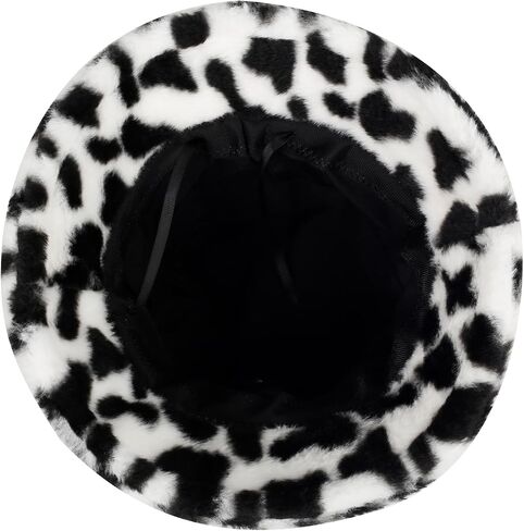 Winter Faux Fur Bucket Hat, Fluffy Fuzzy Warm Hats, Plush Fisherman Cap, Furry Puffy Hats for Women in Kuwait
