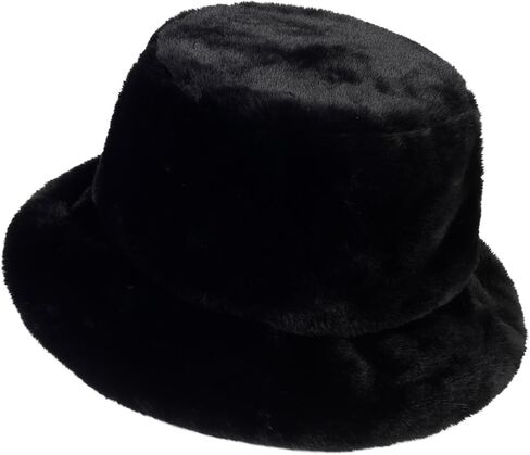 Winter Faux Fur Bucket Hat, Fluffy Fuzzy Warm Hats, Plush Fisherman Cap, Furry Puffy Hats for Women in Kuwait