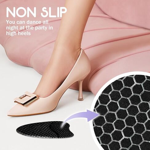 Metatarsal Pads Women, Shoe Inserts for Women, Ball of Foot Cushions for Women Anti-Slip, Heel Pads for Shoes, High Heel Comfort Pads, Reusable | 1 Pair (Black) in Saudi Arabia
