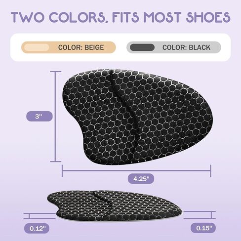 Metatarsal Pads Women, Shoe Inserts for Women, Ball of Foot Cushions for Women Anti-Slip, Heel Pads for Shoes, High Heel Comfort Pads, Reusable | 1 Pair (Black) in Saudi Arabia