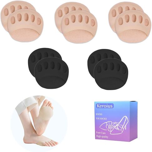 Honeycomb Fabric Forefoot Pads Breathable Soft Ball of Foot Cushion Pads, Invisible Women's Half Liner Socks Mat for Flats High Heels (5Pairs(3beige-2black)) in Saudi Arabia
