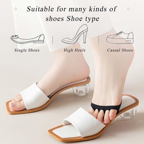 Honeycomb Fabric Forefoot Pads Breathable Soft Ball of Foot Cushion Pads, Invisible Women's Half Liner Socks Mat for Flats High Heels (5Pairs(3beige-2black)) in Saudi Arabia