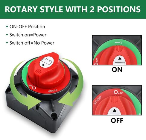 Battery Disconnect Switch 12-48V On/Off High Current Battery Master Cut Shut Off Isolator Switch for Truck Car Vehicle RV Marine Boat Yacht in Kuwait