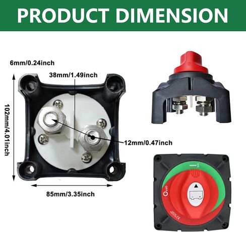 Battery Disconnect Switch 12-48V On/Off High Current Battery Master Cut Shut Off Isolator Switch for Truck Car Vehicle RV Marine Boat Yacht in Kuwait