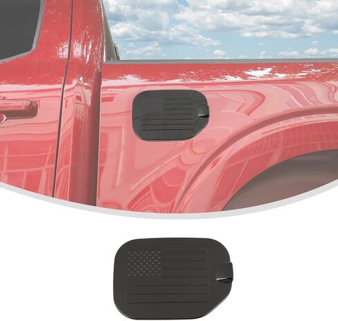 Linskip Fuel Tank Cap Cover Compatible with 2021 2022 2023 2024 Ford F150 Accessories, Gas Door Cover for F-150 Exterior Accessories(Flag, Black) in Saudi Arabia