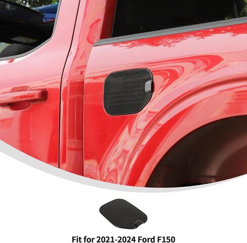 Linskip Fuel Tank Cap Cover Compatible with 2021 2022 2023 2024 Ford F150 Accessories, Gas Door Cover for F-150 Exterior Accessories(Flag, Black) in Saudi Arabia