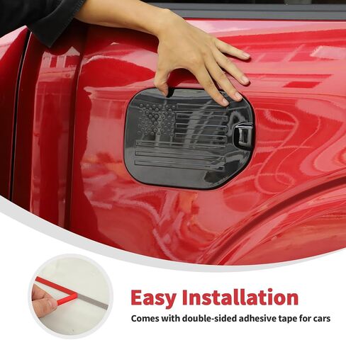 Linskip Fuel Tank Cap Cover Compatible with 2021 2022 2023 2024 Ford F150 Accessories, Gas Door Cover for F-150 Exterior Accessories(Flag, Black) in Saudi Arabia