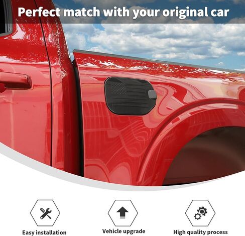 Linskip Fuel Tank Cap Cover Compatible with 2021 2022 2023 2024 Ford F150 Accessories, Gas Door Cover for F-150 Exterior Accessories(Flag, Black) in Saudi Arabia