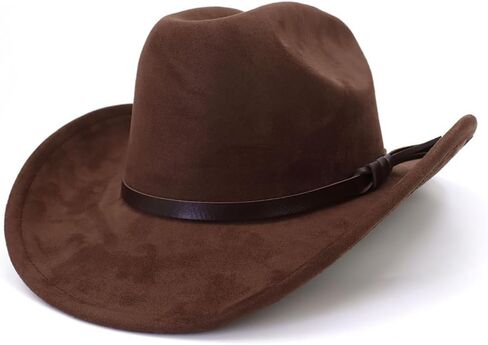 Cowboy Hat for Women Men Felt Wide Brim Classic Roll Up Fedora Hat with Buckle Belt for Cowboys and Cowgirls in Saudi Arabia