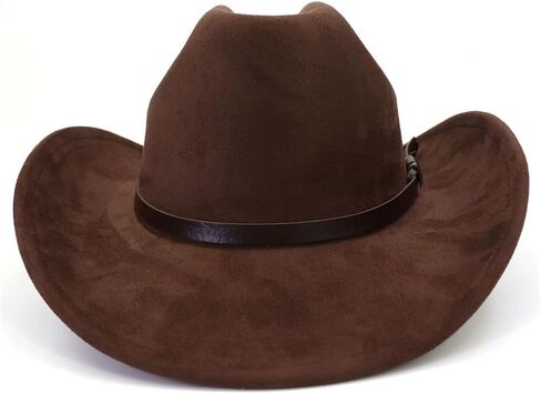 Cowboy Hat for Women Men Felt Wide Brim Classic Roll Up Fedora Hat with Buckle Belt for Cowboys and Cowgirls in Saudi Arabia