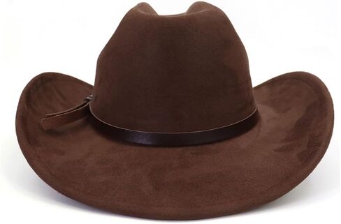 Cowboy Hat for Women Men Felt Wide Brim Classic Roll Up Fedora Hat with Buckle Belt for Cowboys and Cowgirls in Saudi Arabia