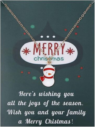 COLORFUL BLING Christmas Necklace with Message Gifts Card Christmas Tree Snowflake for Winter Santa Sweater Thanksgiving Day Women Girls Xmas Party Jewelry in Kuwait