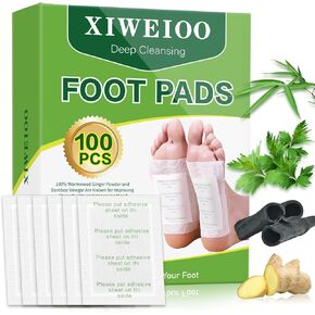 XIWEIOO100 Pack Foot Pads Paches,feet Deep Cleansing Bamboo Foot Paches, Ginger Foot Pads Foot Care Pads |Natural Bamboo Charcoal Ginger Oil Care Patch