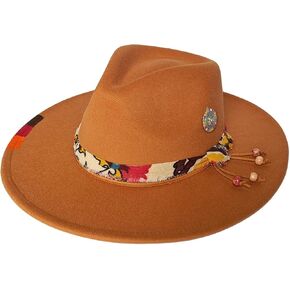 Women Man Classic Fedora Hat Vintage Outdoor Wide Brim Felt Western Panama Top Hat