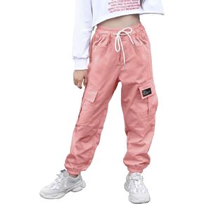 Little Girls Cargo Pants Elastic Waist Cargo Jogger Pants with Pockets