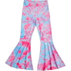 WDIRARA Girl's Flare Pants High Waisted Elastic Waist Bell Bottom Casual Pants