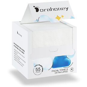 Disposable Face Towels, 12"×12" Extra Large Face Towelettes, Ultra Soft Facial Towels for Sensitive Skin, Makeup Remover Dry Wipes, 110 Count (2 Packs of 55)