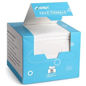 AlDEA Face Towels Disposable-600Ct, Clean Facial Towels, Face Towelettes for Sensitive Skin, Clean Facial Wipes for Makeup Removing, Facial Cleansing, Travel, Dry Wipes Face Cloths