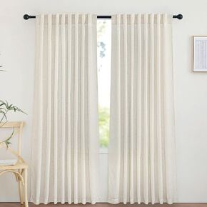 NICETOWN Natural Linen Doorway Curtains 78 inches Long, Rod Pocket & Back Tab Privacy Added with Light Filtering Linen Blend Window Treatments for Loft/Home Office, W68 x L78, 2 Panels