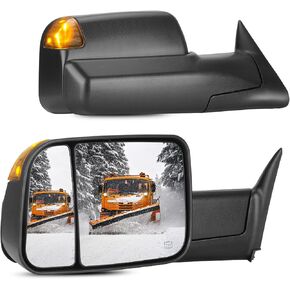 Towing Tow Mirrors fit for Dodge for Ram 1500 1998-2001 for Ram 2500 3500 1998-2002 LED Turn Signal Light Heated Power Glass Manual Extending Folding